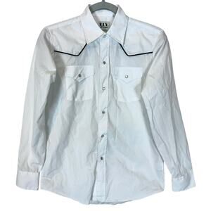 Ely Cattleman Western Shirt Men Large White Pocket Pencil Slot Pearl Snap Cowboy